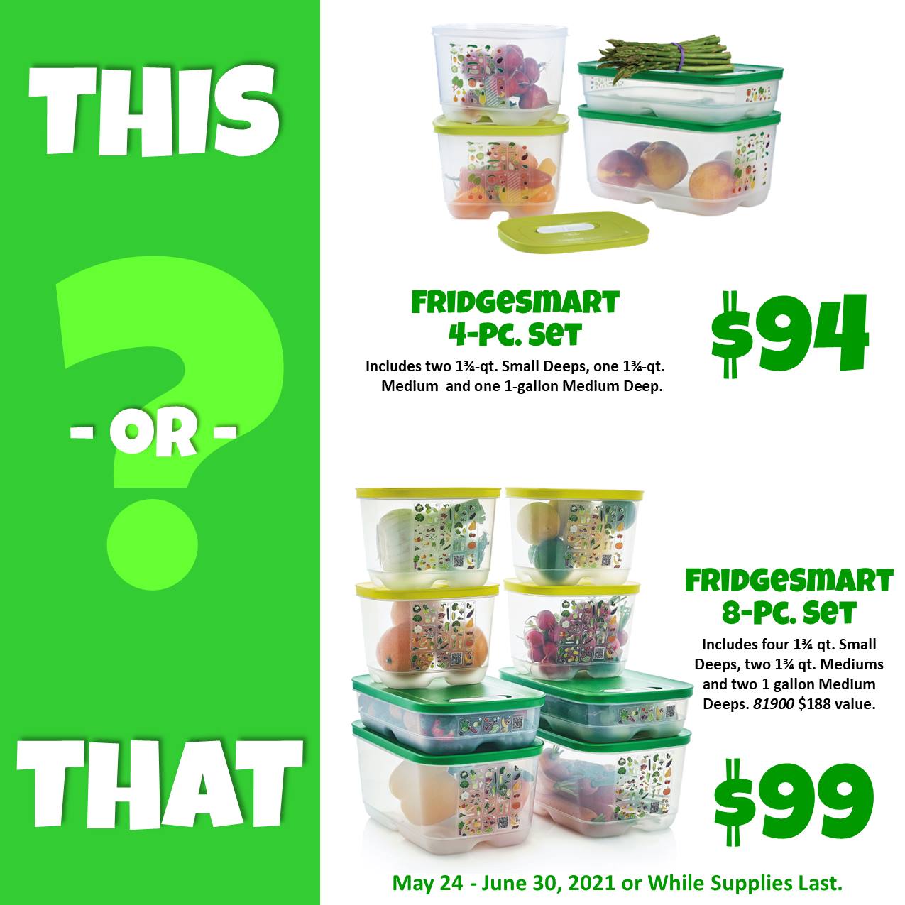  Tupperware Fridgesmart Container 4 Pcs Set Newest